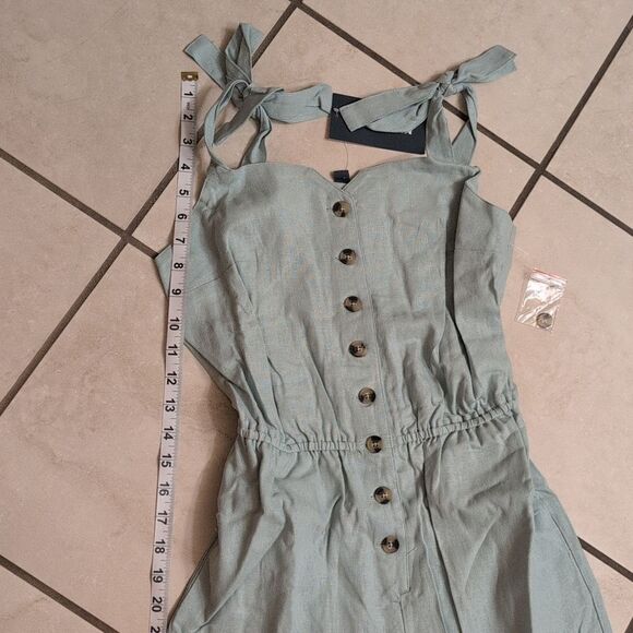 NWT ModCloth Every Waking Momentum Jumpsuit Linen blend light bluegreen size S - Picture 5 of 10